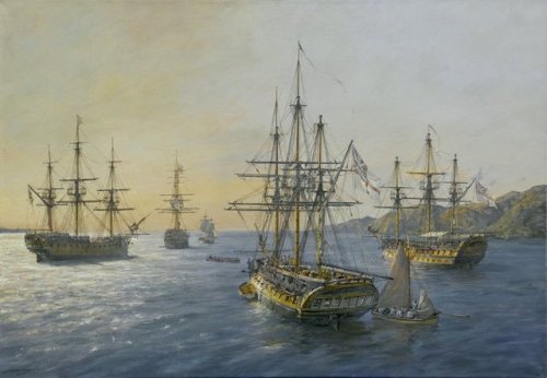 ltwilliammowett:                    “San Fiorenzo Bay, 11th June 1796” - H.M. Ships Captain, Princes