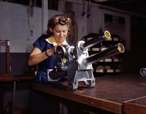 andrews-atomic-era:  Stunning color photographs of the gorgeous and tough as nails American female war workers of The Second World War.   The Allied Victory over the Axis powers is definitely thanks to these women. Working a “mans” job in the USA