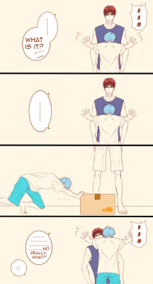 apollonblue:  Translated several comics by ミカ.  All of them are part of a series(?) called 「(ボクの)火神君が____すぎて困ります」, or “(My) Kagami is so ____  that it bothers me.” 