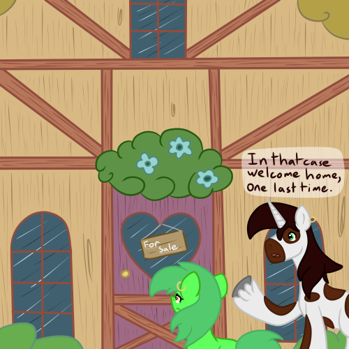 ask-mack-ponyville-blacksmith:  Chic Pea decided to visit her old Ponyville home one last time before she sells the place.  ;w; <3