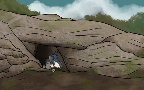 goldenchocobo: Day 23: an old and weathered StyracosaurusLaying in a cave for shelter of the oncomin