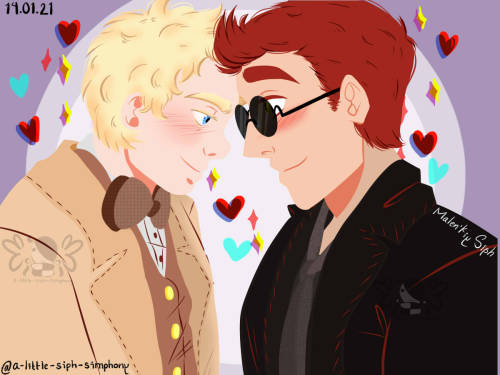 siphs-heaven-and-hell:WELCOME TO MY GOOD OMENS BLOG!~The first drawing I post of this lovely couple!