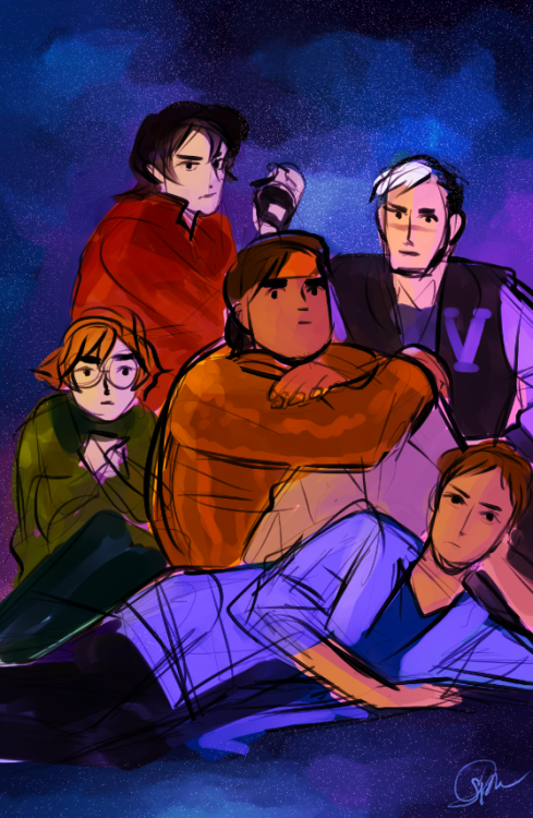 A brain, a beauty, a jock, a rebel and a recluse.The Voltron Breakfast Club! Rough sketch Idid last 