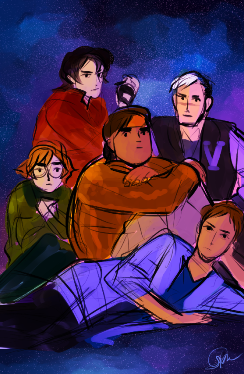 A brain, a beauty, a jock, a rebel and a recluse. The Voltron Breakfast Club! Rough sketch I did las