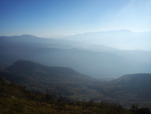 Hiking Trebević (1,627 m); views from the vrh/summit. You can see Bjelašnica, Jahorina and Sa