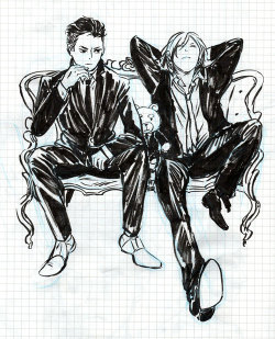 belugayoi:I was practicing drawing suits the other day. Still wondering if I should clean this up.