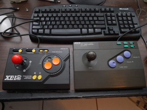 My favorite sticks. Dempa Micomsoft XE-1HE Pro for PC Engine and ASCII Stick II Turbo for Famicom