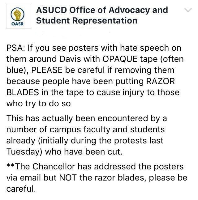destinyrush:  WARNING:  If you see any kind of hateful racist fliers posted - be