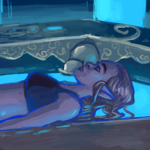 jujuthevuvu: Screenshot redraw doodles of botw au where Zelda wakes up in the resurrection chamber instead of Link.