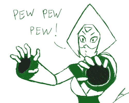 atomictiki:  borockman:  Peridot pew pewing.My first time drawing anything from Steven Universe.  WOW   > 3<