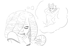 nericurlsnsfw:@delidah ah damn my hand slipped several times somehow conveniently resulting in an image of a sea witch having 100% platonic thought about a friend what are the odds   She looks very shapely in that squid girl&rsquo;s head - I hope she