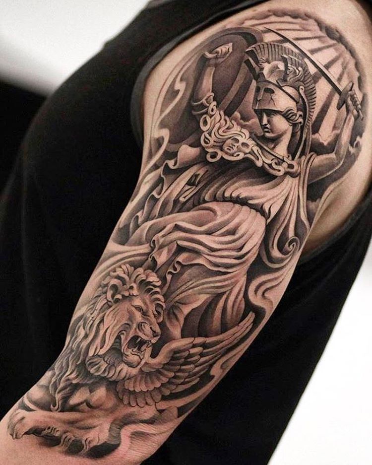 jun cha  Mens lion tattoo Half sleeve tattoo Lion tattoo sleeves