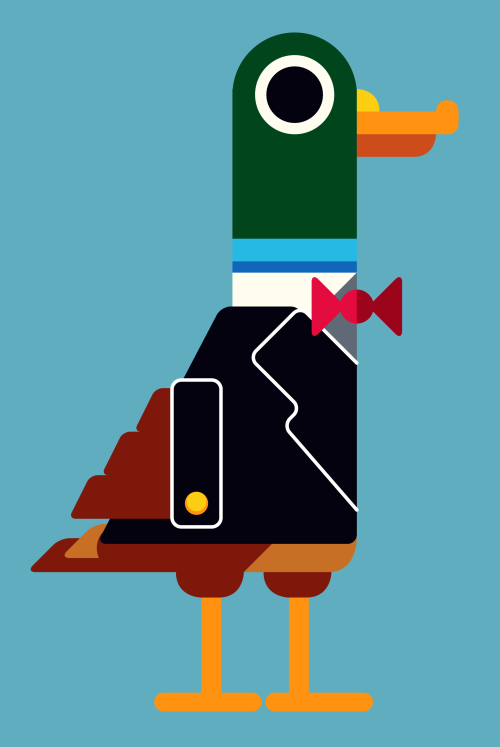 I saw a picture of a duck wearing a suit so I drew one wearing a tuxedo. He then needed a reason to 