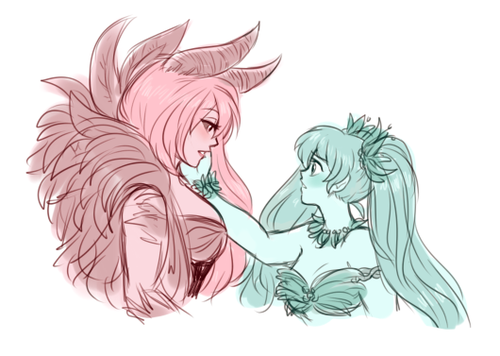     au where luka is a dark forest queen and miku is a magical forest princess idk