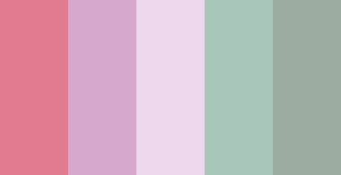 color-palettes:Misty Meanderings - Submitted by SeesawSiya#e27b90 #d6a8cd #eed8ed #a8c6ba #9caca1