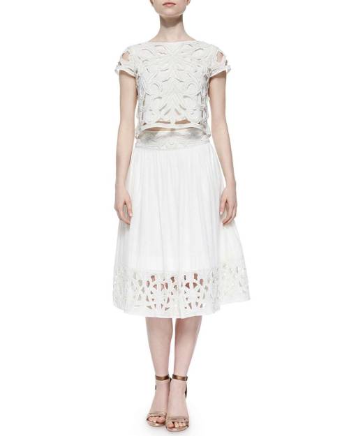Joanna Embellished Midi Skirt, White
