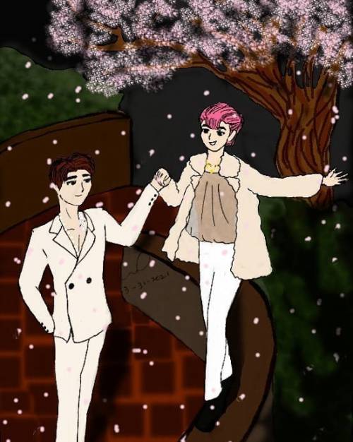 #jaeyong in Cherry blossom #jaehyun #taeyong #nct127 #ellejapan #bfkcarts colored using #photoartapp
