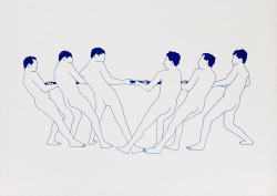 franciscohurtz:  cabo de guerra II / tug of war II naquim azul sobre papel / blue nankeen on paper 2014