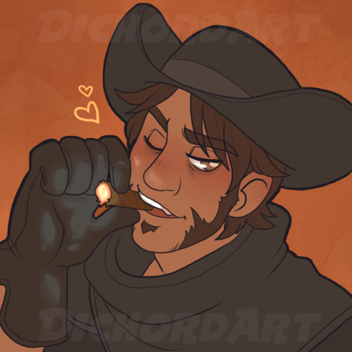 I love?? Blackwatch McCree??? So much??????(big obnoxious watermark is because this is an icon commi