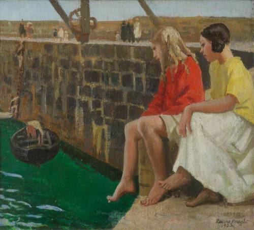 artist-laura-knight: Two Girls by a Jetty, 1922, Laura Knight