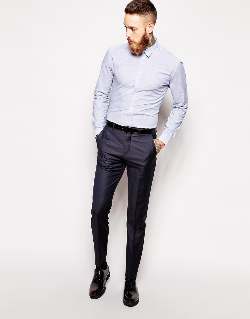 Selected | Selected Fine Stripe Formal Shirt at... - Beard Model