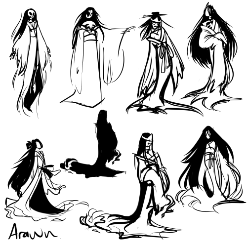 character thumbnails! based on the legend of Rhiannon but culture shifted into feudal japan