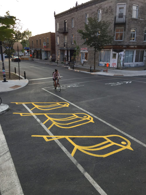Street ArtMontréal-based artist Roadsworth creates large scale crosswalk and road art for a variety 