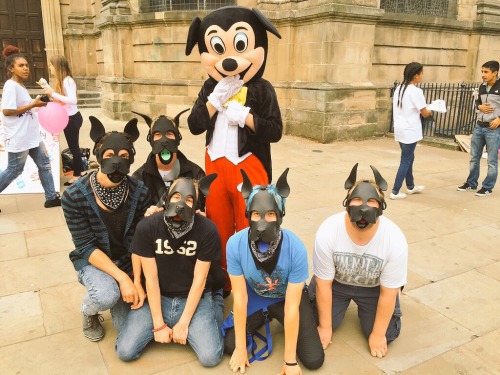 gayboykink:  puppixel:  scoutpupp:  Massive post about the pup social to come but first WE MET MICKY MOUSE!  Left to right gayboykink (nobley) @pupbain puphalt me and @pupalakai  Can’t believe you got to meet Micky Mouse, we were on our way!!!  Maybe
