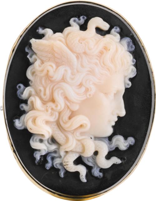blondebrainpower: Attributed to Luigi Saulini (1819-1883) Italian, Mid-19TH Century Cameo with Medus