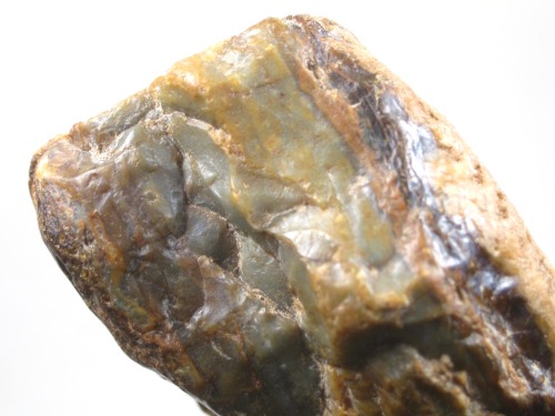 Wild chunk of blue/green jade-like jasper or agate sandwiched in carnelian from the Nehalem River, C