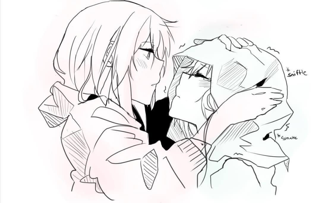 azure-zer0:  Forehead Kiss - Negitoro A small gift for a friend, I’ve been so busy