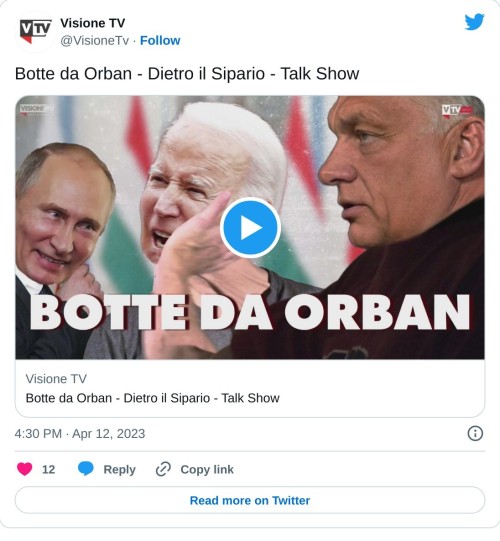 Botte da Orban - Dietro il Sipario - Talk Show https://t.co/S64Eq2JLgJ  — Visione TV (@VisioneTv) April 12, 2023