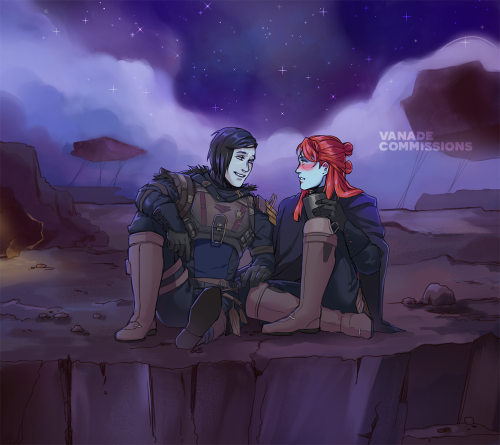 Wrapped up this cute fanfic scene commission of Uldren and Petrarch for @BlueberryLore from his fanf