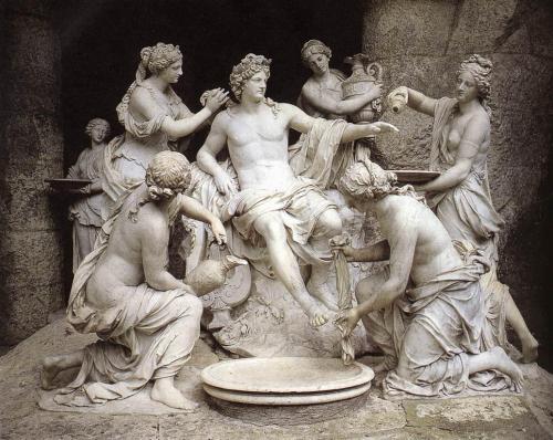 ganymedesrocks:  onward-through-the-ramparts:  Apollo Attended by Nymphs (ca. 1667-75) by François Girardon    François Girardon (1628 – 1715) was a French Classical Baroque Sculptor; the most representative sculptor employed on the great sculptural