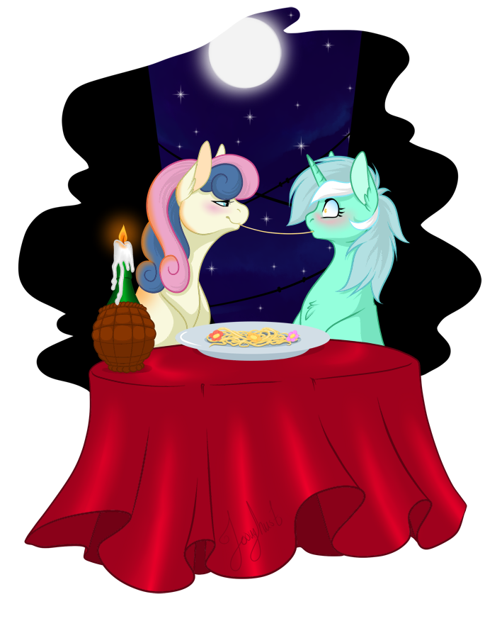 jooughust:  Bon Bon and Lyra having a nice dinner, while also causing some more mass
