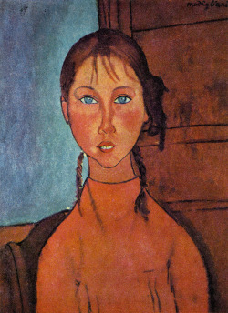 snowce:  Modigliani, Girl With Braids (The Pink Blouse), 1917