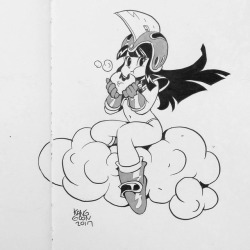 Grimphantom2: Kanggoonart: #Inktober Day18, #Cloud  🌩 Cute =P  ;9