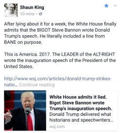 ahsadler:  ithelpstodream:  I feel sick.  http://www.wsj.com/articles/donald-trump-strikes-nationalistic-tone-in-inaugural-speech-1484957527?tesla=y&amp;mod=e2tw  The Bane thing isn’t that important. What IS is that Bannon, a known anti-Semite, included