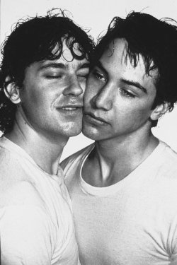 mynewplaidpants2:Keanu Reeves and Carl Marotte in publicity shots for the stage musical called WolfBoy in 1984