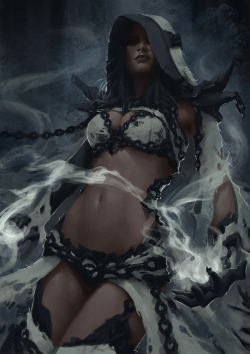 fantasyandscifi:  dark elf mage by arsinoes