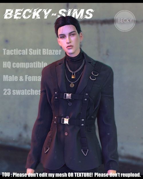 becky-sims: Tactical Suit Blazer（male+female top）Creator:Becky Sims4  模拟人生4 TOP 上衣Download【下载】