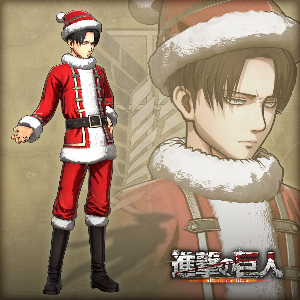 Comparing Eren, Levi, and Mikasa’s Christmas DLC costumes in the KOEI TECMO Shingeki