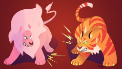 lynxgriffin:  But what if Jasper had a tiger and it was angry cat rivals with Rose’s lion  fite me