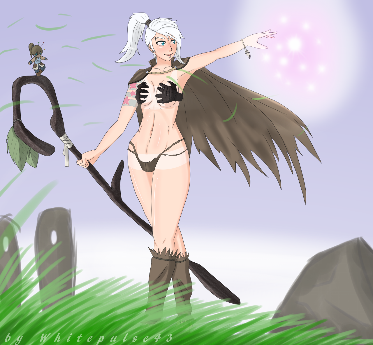 whitesart:  Gift art for Owler of Howler as mage with magical Korra Voodoo doll.