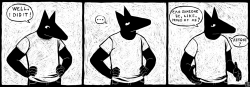 centrente:  squidawarded:  kernalmustache:  centrente:  sensitive wolf comic number 6 self-esteem issues  Looks more like a Jackal  Shut the hell off  stop fighting 