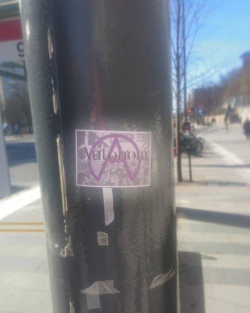 Anarchist stickers seen around Stockholm, Sweden