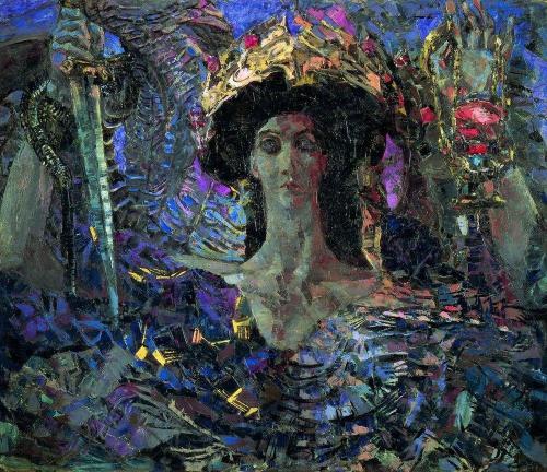 russian-style:Mikhail Vrubel - Azrael, angel of death, 1906 