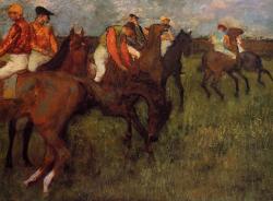 artist-degas:  Jockeys by Edgar Degas Medium: