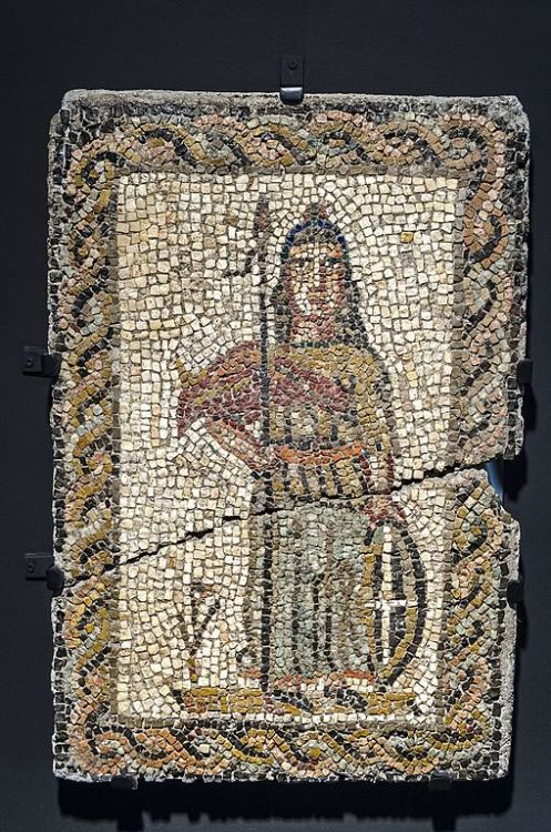 Minerva Roman mosaic, 4th century CE. Collection of the Museo Arqueológico Municipal de Jerez de la 