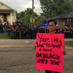 dickscentedroses:  becauseithrewgasandamatchonher:   thewwiihistoryfreak:   neurodivergent-crow: also being a cop is a CHOICE. being black is NOT.  fuck your “thin blue line” and “blue lives matter” bullshit.  Yea. Cops had a choice to go out